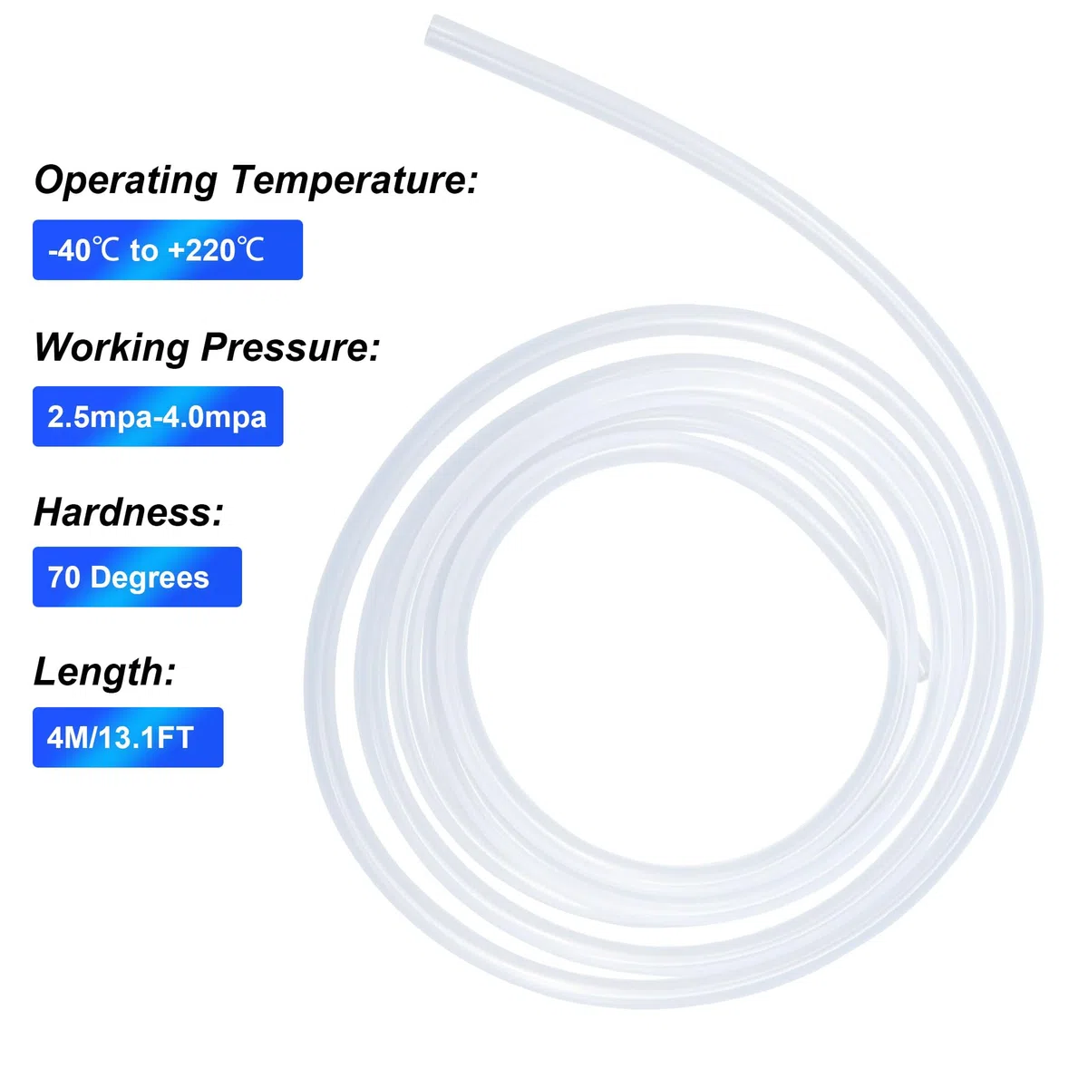 Tubo in silicone trasparente per uso alimentare, dimensioni 8 mm x 12 mm, lunghezza 4 m, spessore 2 mm, tubo flessibile in gomma siliconica per tubi dell'aria e tubi dell'acqua