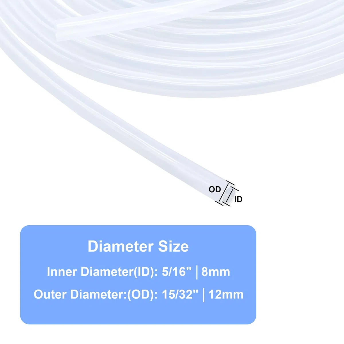 Tubo in silicone trasparente per uso alimentare, dimensioni 8 mm x 12 mm, lunghezza 4 m, spessore 2 mm, tubo flessibile in gomma siliconica per tubi dell'aria e tubi dell'acqua