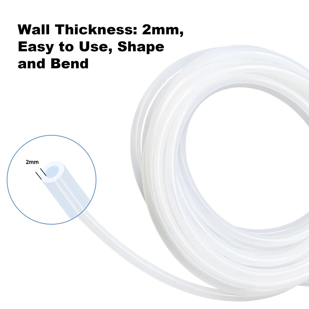 Tubo in silicone trasparente per uso alimentare, dimensioni 8 mm x 12 mm, lunghezza 4 m, spessore 2 mm, tubo flessibile in gomma siliconica per tubi dell'aria e tubi dell'acqua
